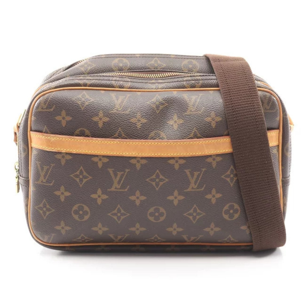 Louis Vuitton Reporter Shoulder Bag Canvas Leather Monogram Brown